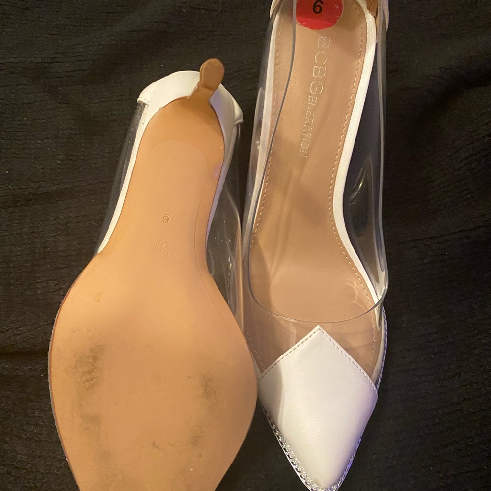 White and silver heels